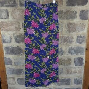 No Brand Floral Maxi Skirt Faux Wrap‎ Blue Purple Lightweight Bright Colorful